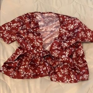 tie front floral crop top
